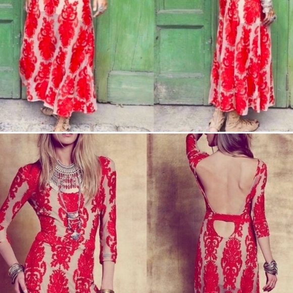 For Love And Lemons Red Floral Lace Dress XS NEW WITH TAGS - Picture 3 of 10